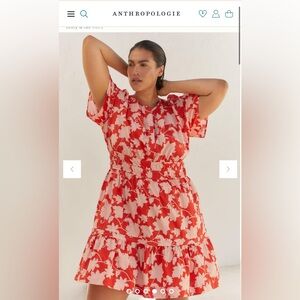 Red Anthropologie Dress with Pockets.